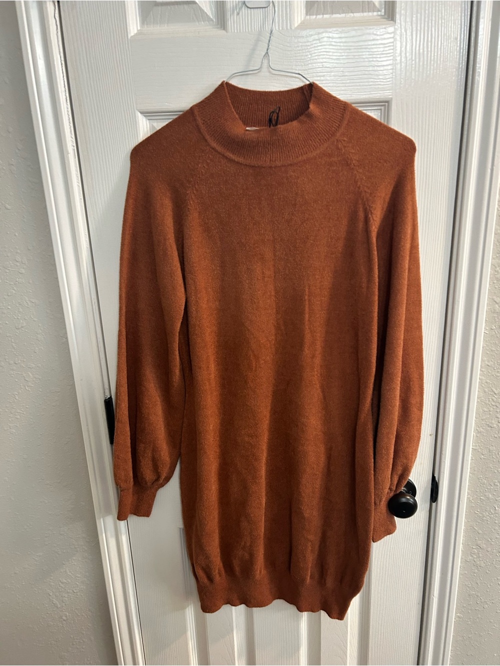 EXLURA Womens rust Brown Long Sleeve Knit Pullover Sweater dress dress xl nwt